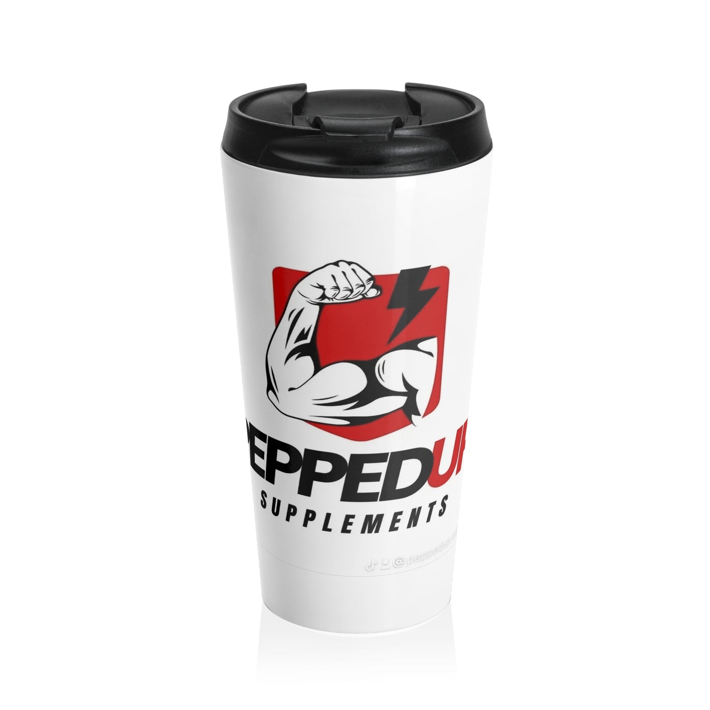 Muscle Bolt Stainless Steel Travel Mug — 'Pumped' Gym Energy Coffee Tumbler