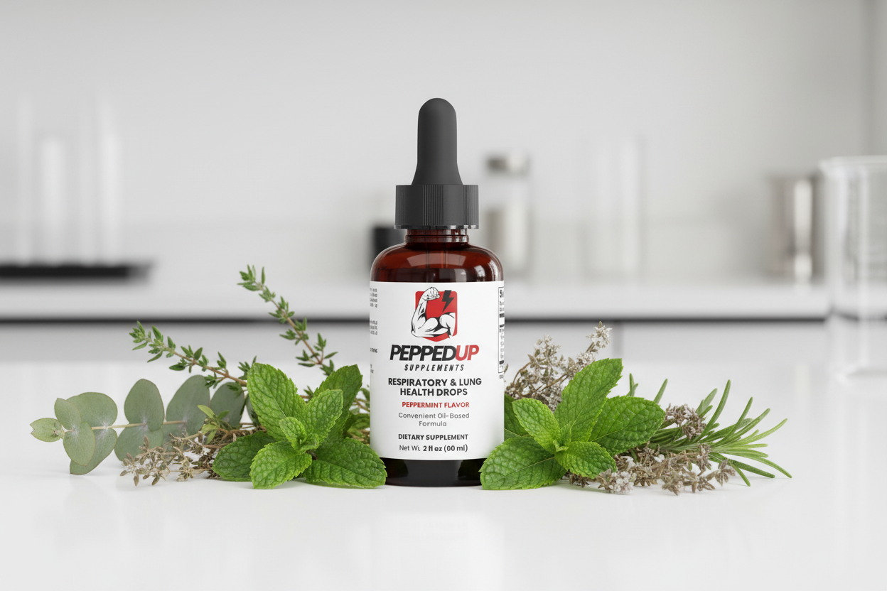 Herbal Respiratory Drops on Lab Table
