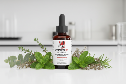 Herbal Respiratory Drops on Lab Table